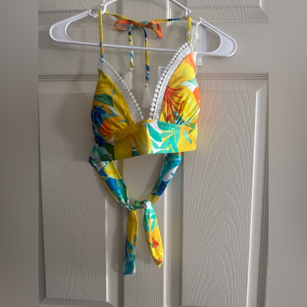 Tropical Yellow Floral Women's Swim Top